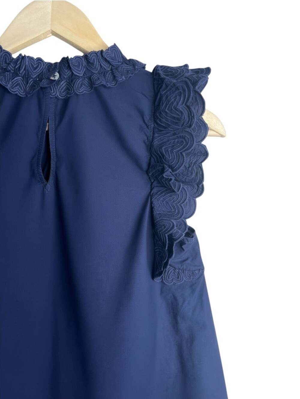 Sea New York Heidi Heart Embroidered Flutter Sleeve Tank Navy Size 4 - Picture 6 of 10